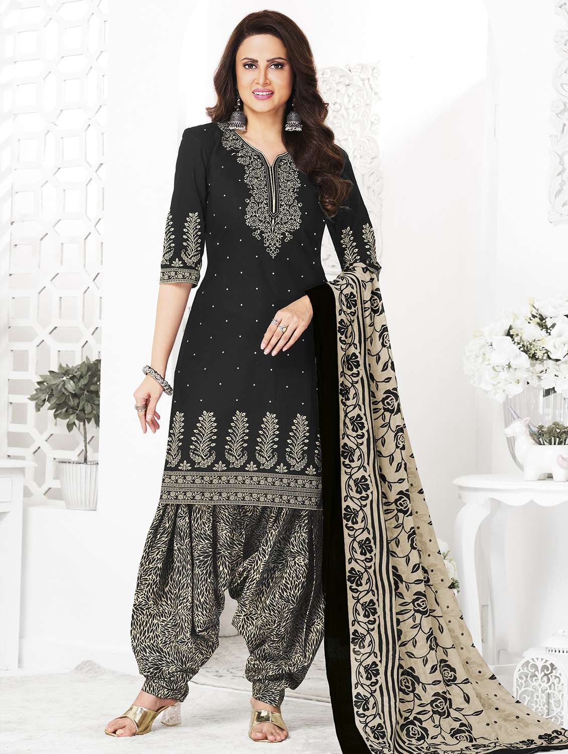 women printed unstitched salwar suit set