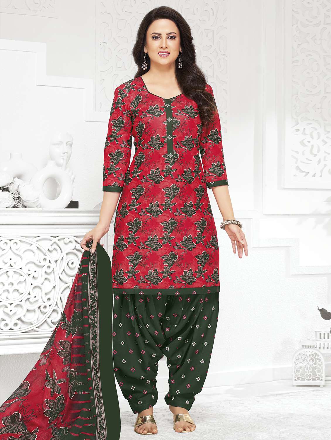 women floral printed unstitched salwar suit set