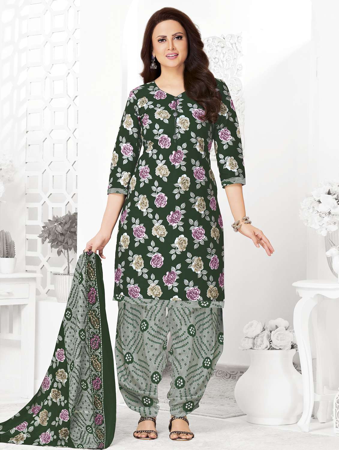 women floral printed unstitched salwar suit set - 22226368 -  Zoom Image - 0