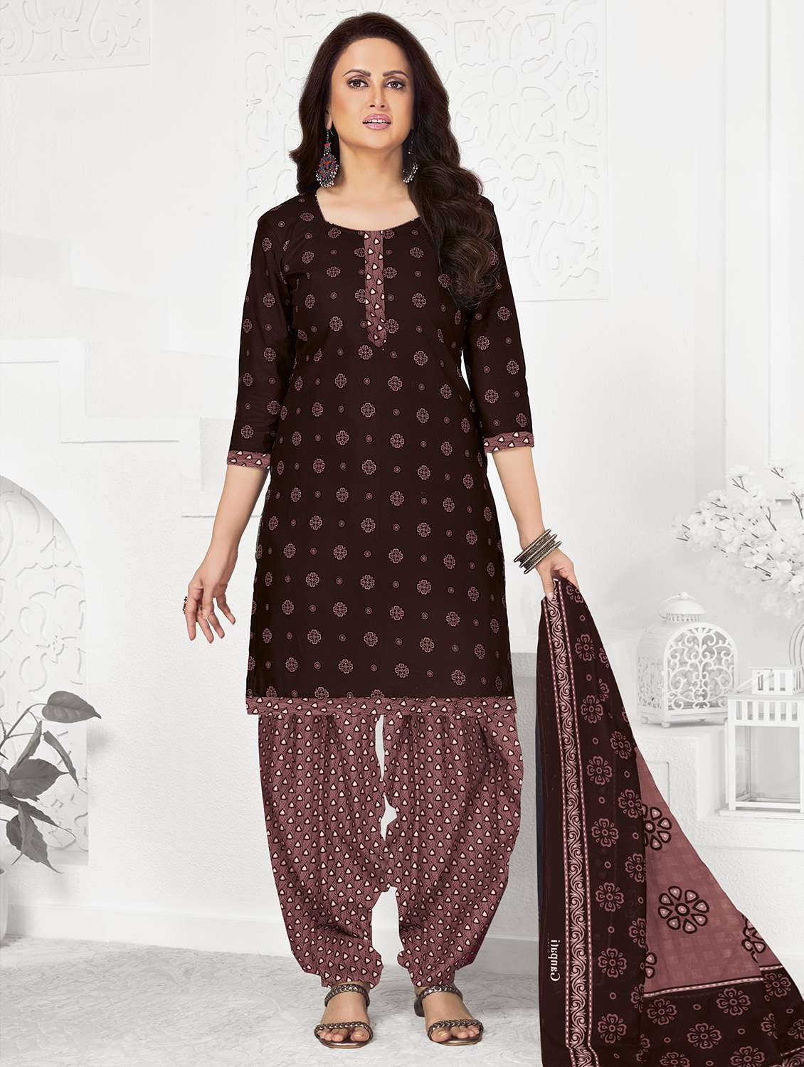women printed unstitched salwar suit set