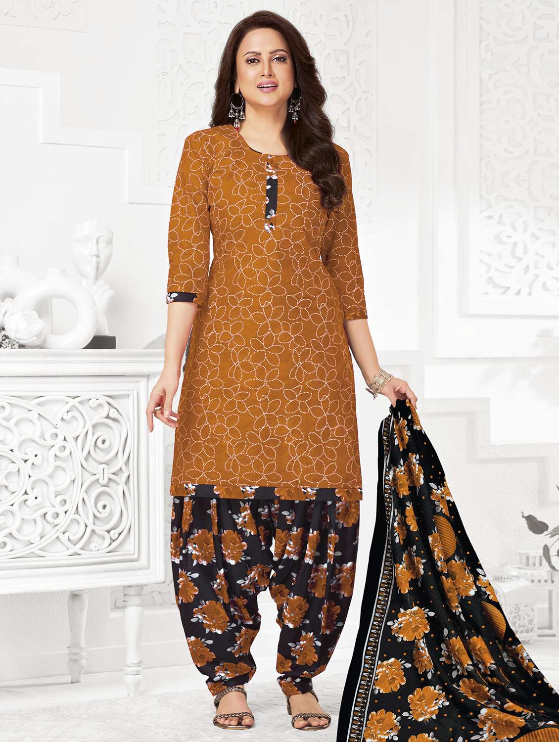 women printed unstitched salwar suit set