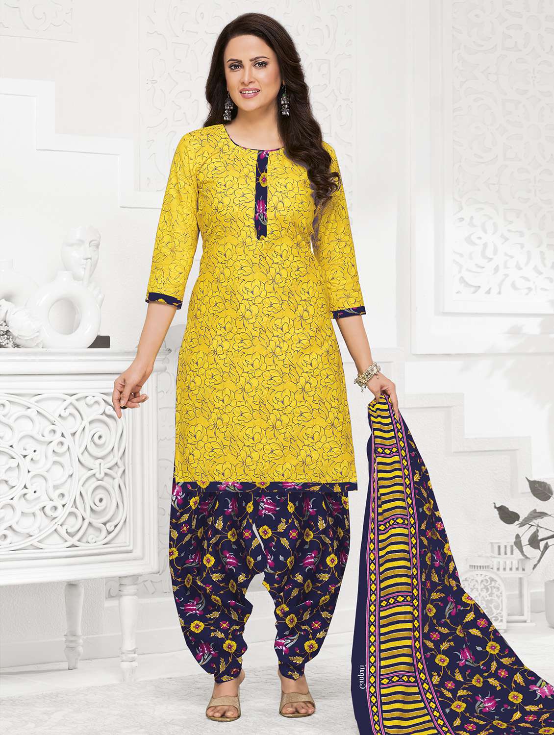women floral printed unstitched salwar suit set