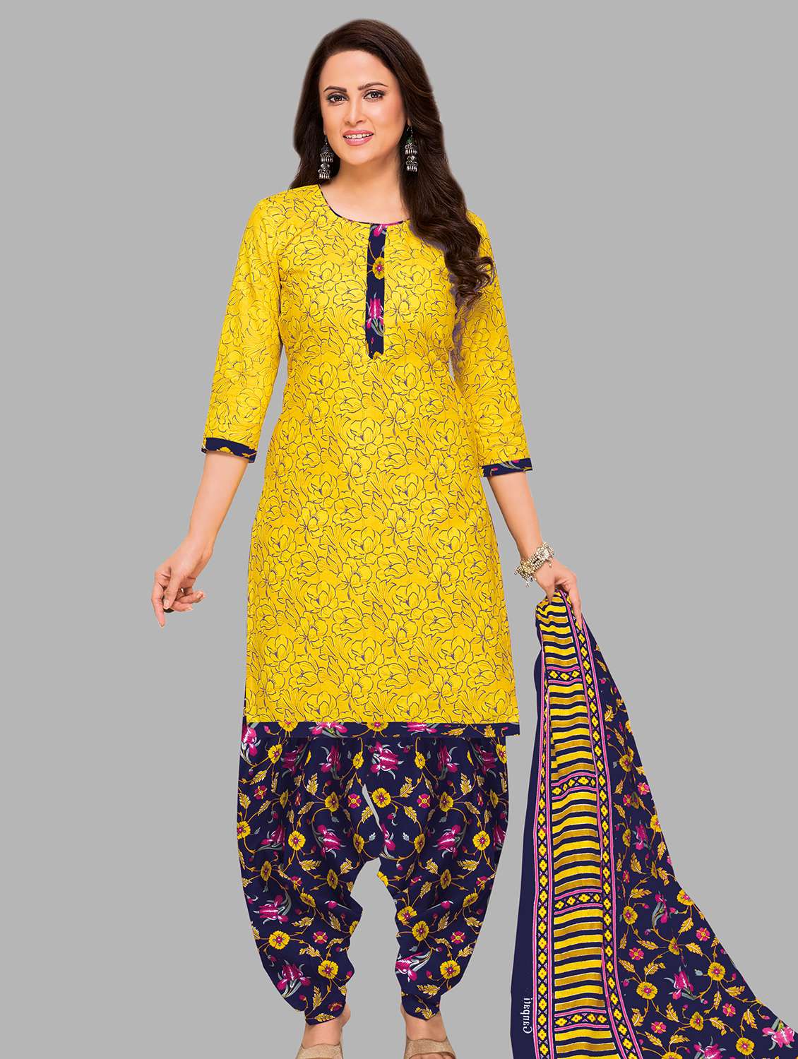 women printed unstitched suit set