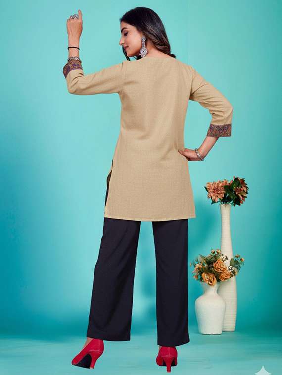 women embroidered three quarter sleeve straight kurti - 22226447 -  Standard Image - 3