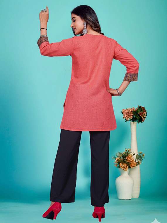 women embroidered three quarter sleeve kurti - 22226448 -  Standard Image - 3