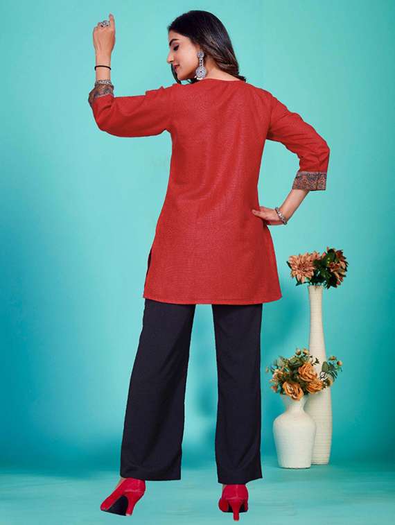 women embroidered three quarter sleeve kurti - 22226449 -  Standard Image - 3