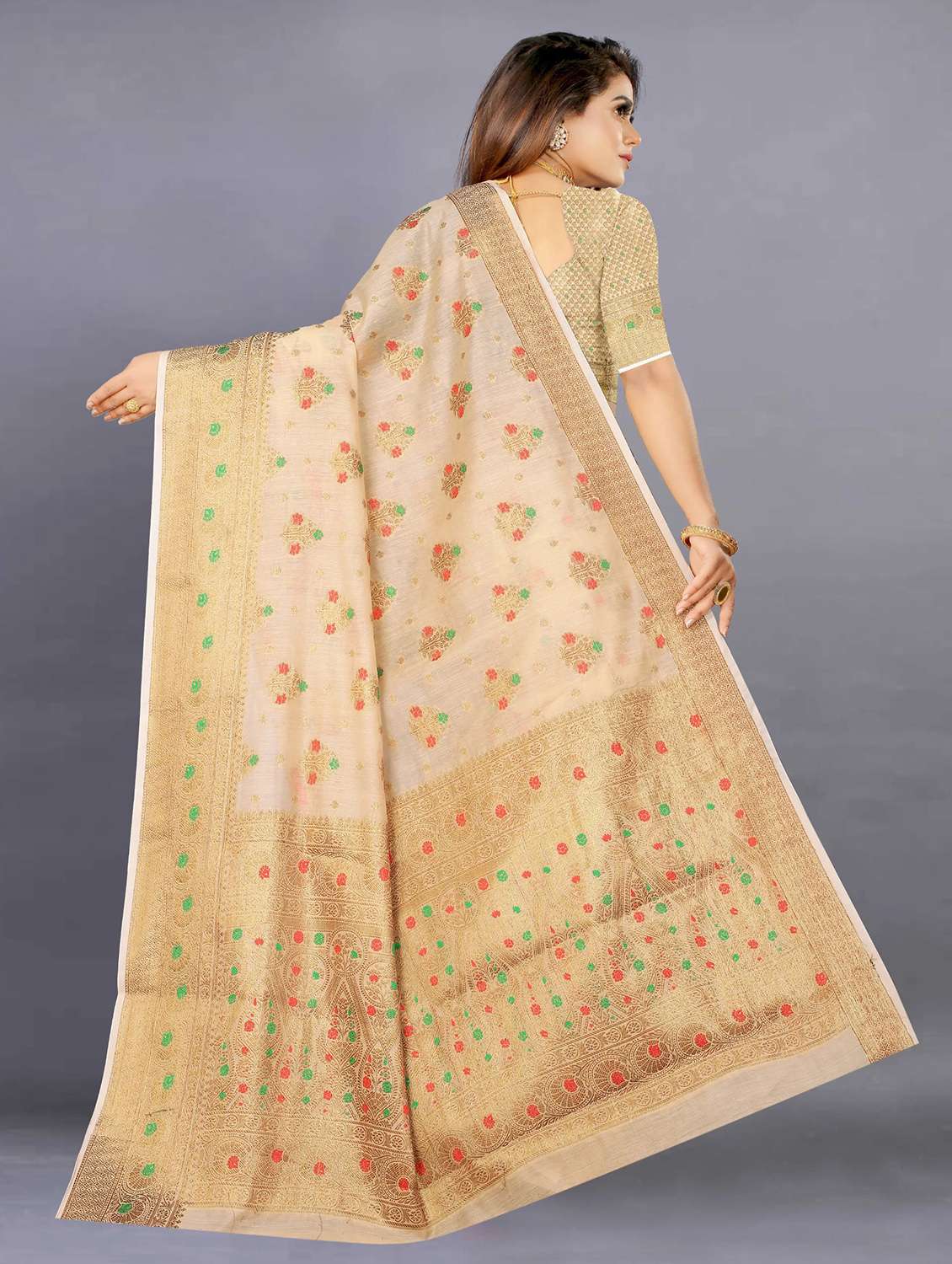 women self design banarasi saree with blouse - 22226479 -  Standard Image - 3