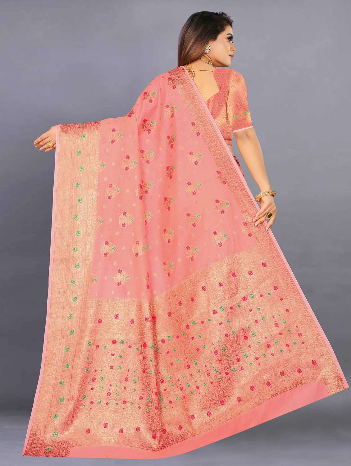 women self design banarasi saree with blouse - 22226480 -  Standard Image - 3