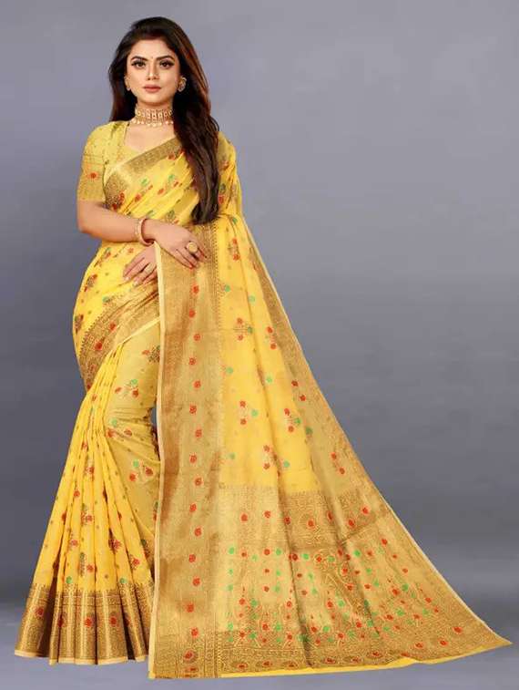 women self design banarasi saree with blouse