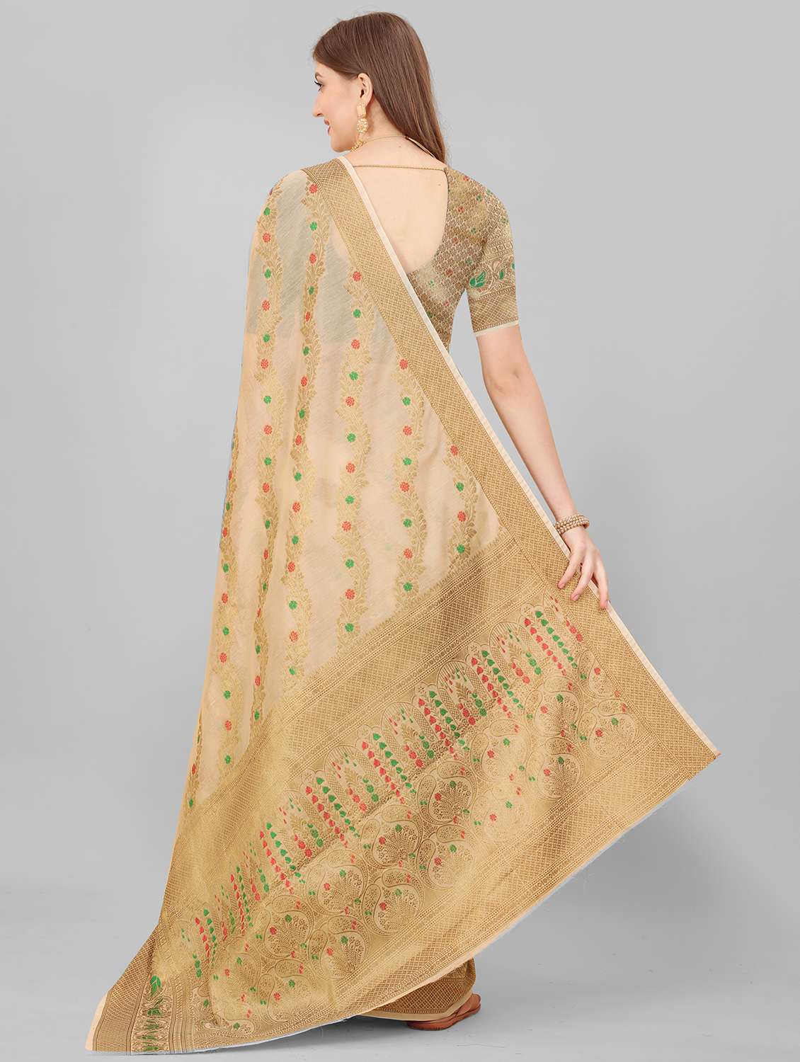women self design banarasi saree with blouse - 22226483 -  Standard Image - 3