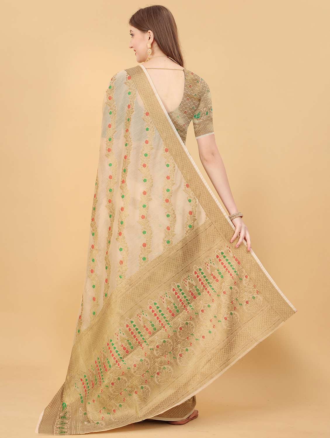 women self design banarasi saree with blouse - 22226488 -  Standard Image - 3