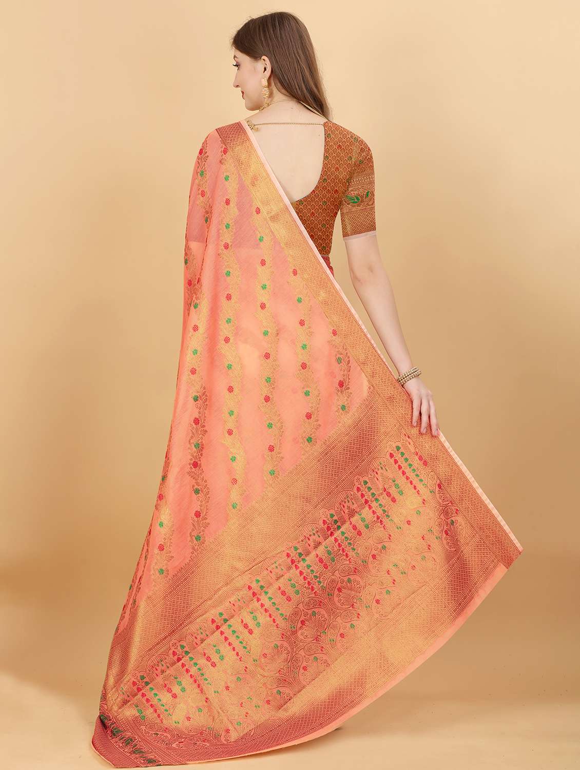 women self design banarasi saree with blouse - 22226490 -  Standard Image - 3