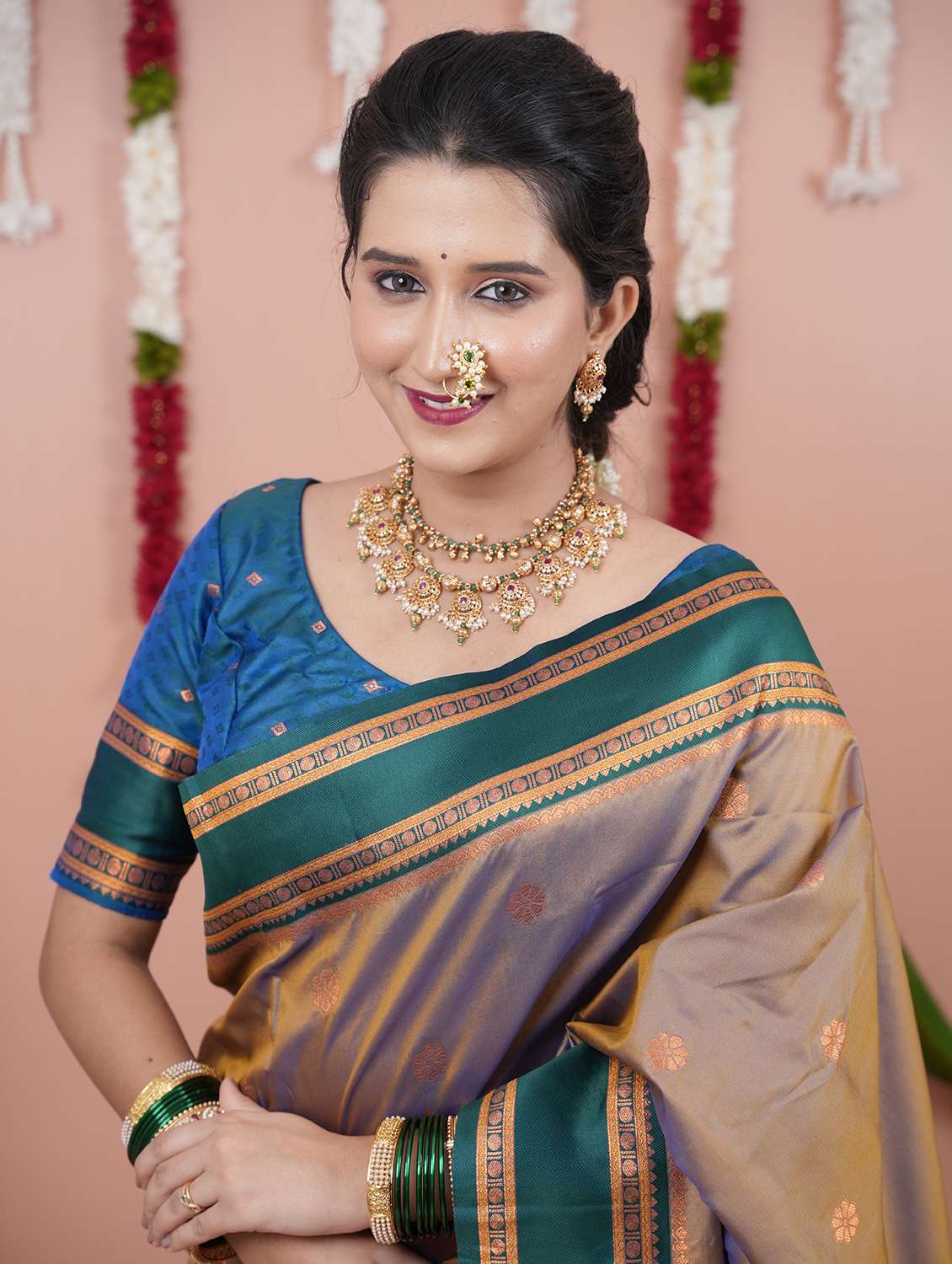 women self design nauvari saree with blouse - 22226494 -  Standard Image - 3