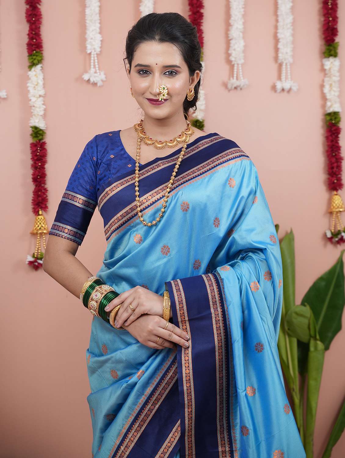 women self design nauvari saree with blouse - 22226497 -  Standard Image - 3