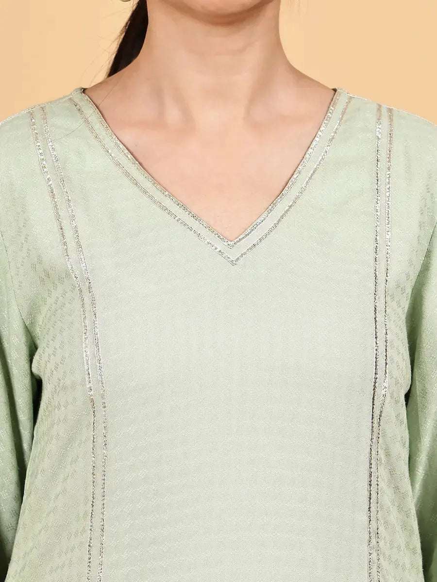 women self design three quarter sleeve kurta pant with dupatta set - 22226559 -  Standard Image - 3