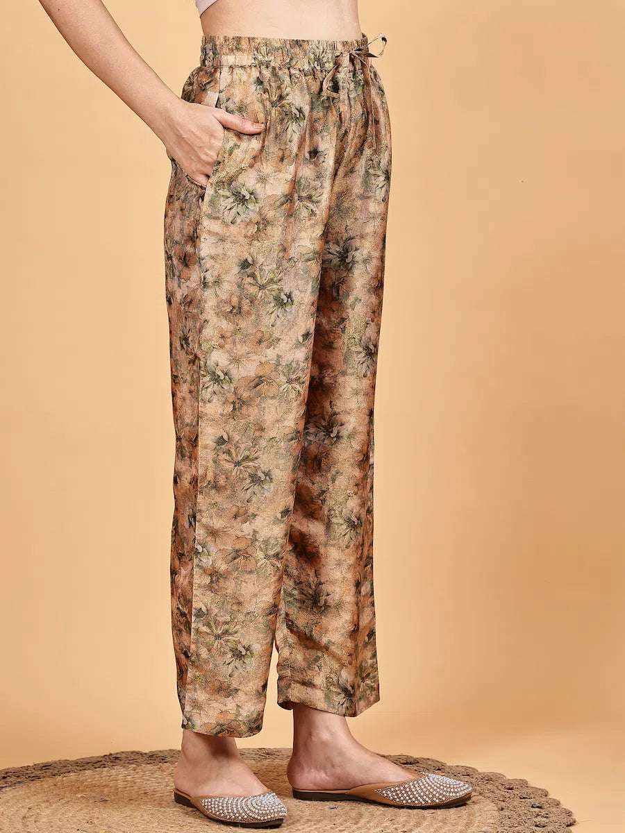 women floral three quarter sleeve kurta pant with dupatta set - 22226572 -  Standard Image - 3