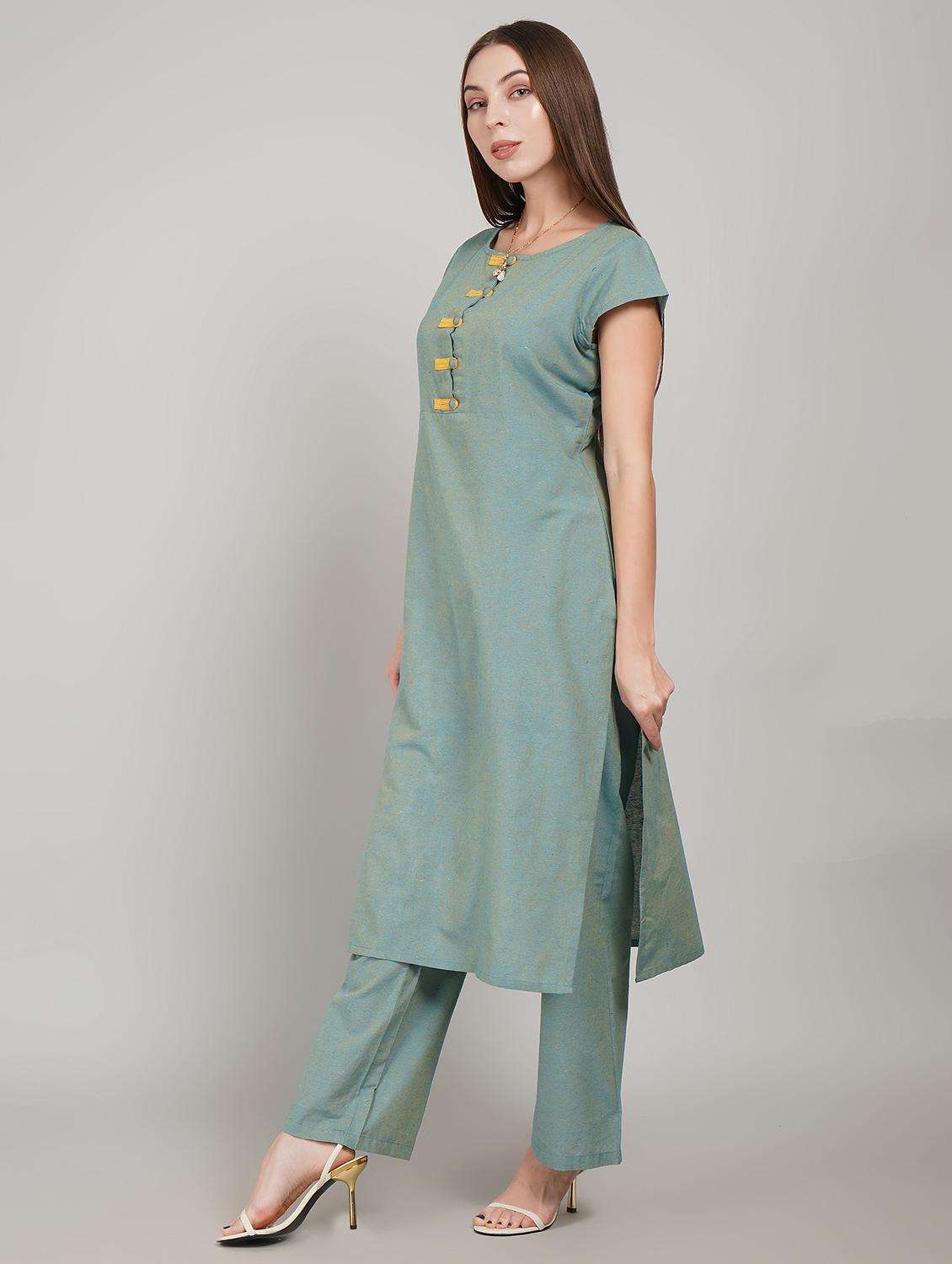 women solid short sleeve straight kurta - 22226603 -  Standard Image - 3
