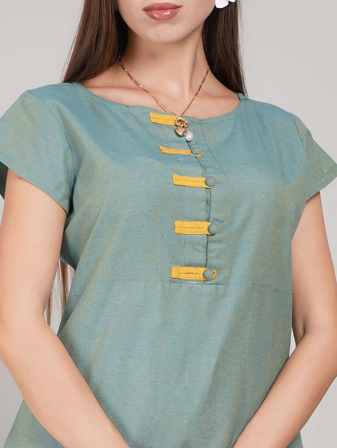 women solid short sleeve straight kurta - 22226603 -  Standard Image - 5