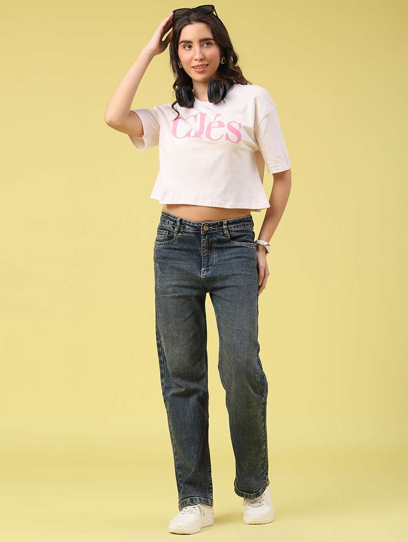 women printed short sleeve crop t-shirt - 22226612 -  Standard Image - 5