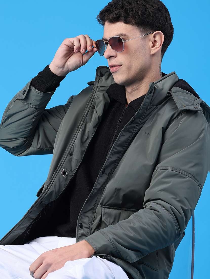 men solid long sleeve bomber jacket