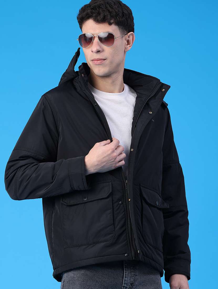 men solid long sleeve bomber jacket