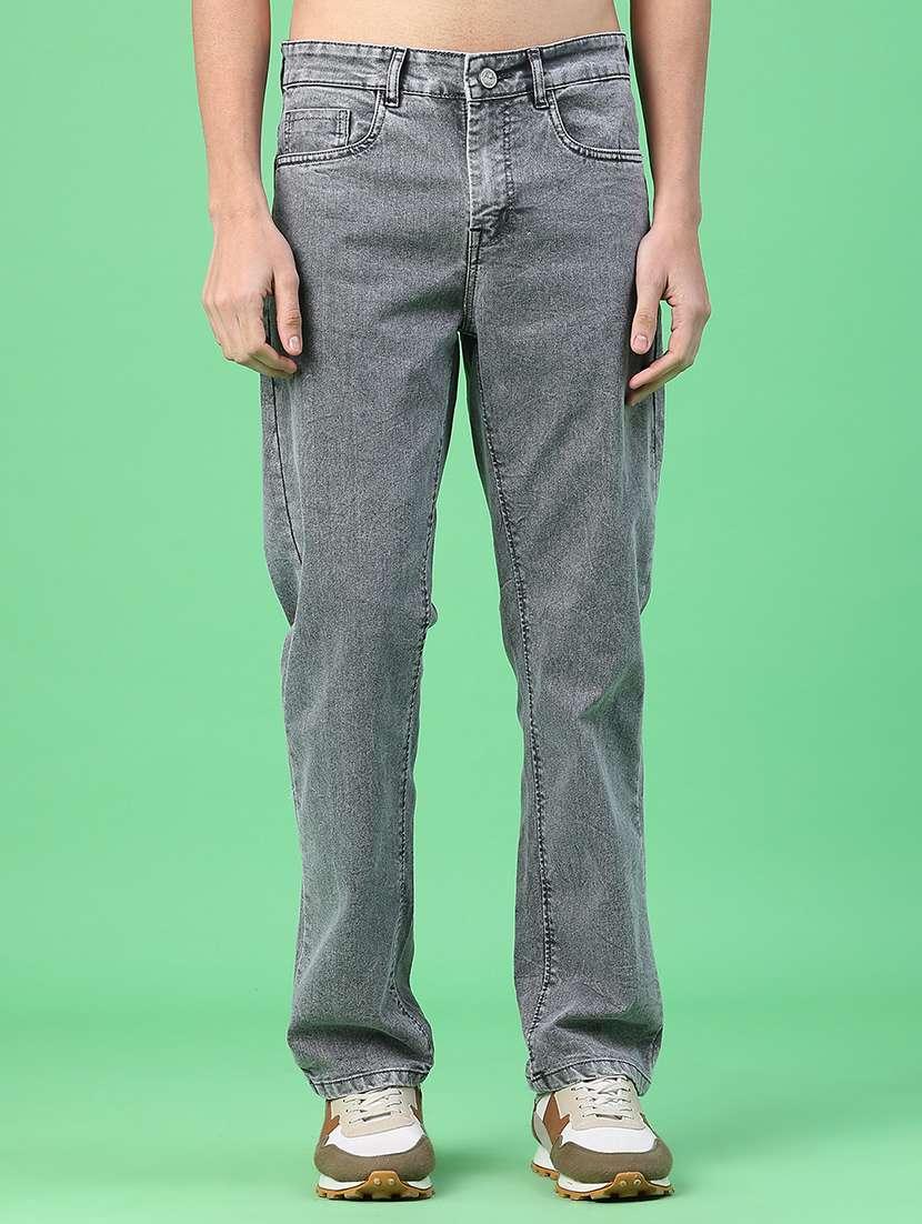 men plain mid rise relaxed fit jeans