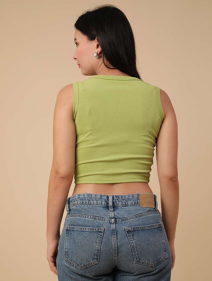 green cotton crop top - 22226655 -  Standard Image - 3