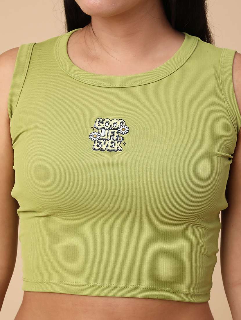 green cotton crop top - 22226655 -  Standard Image - 5