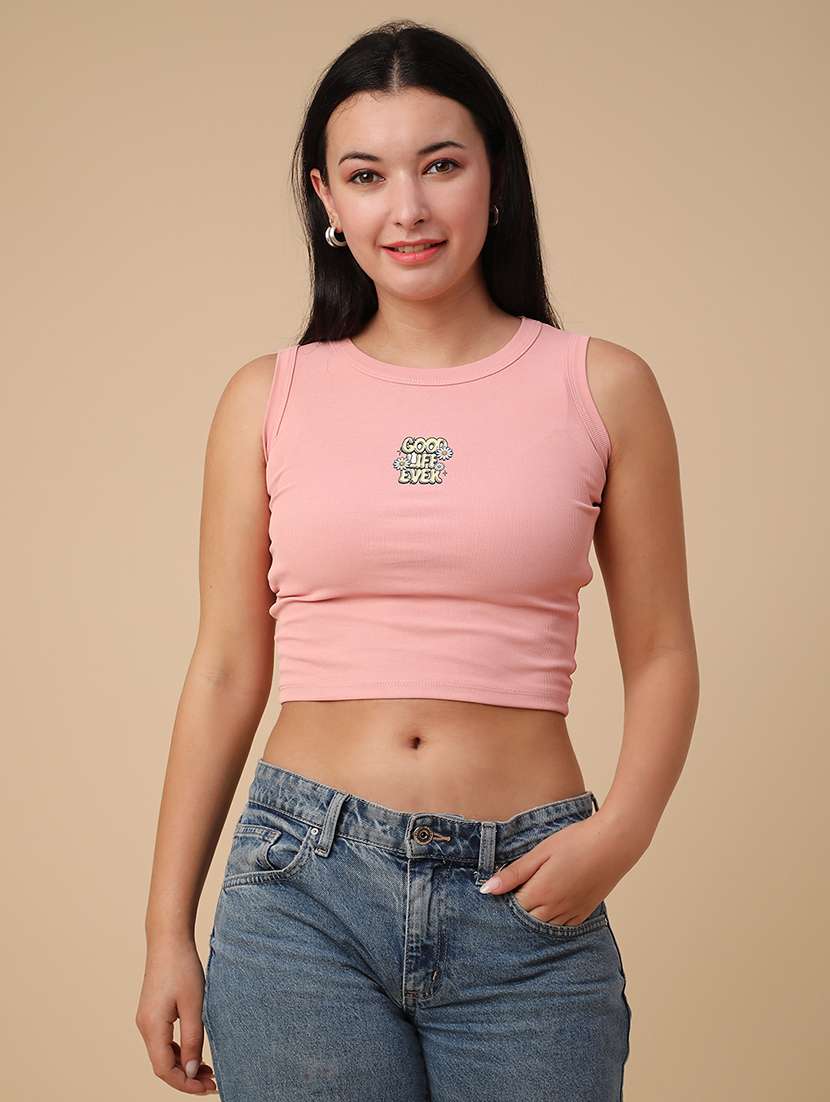peach cotton crop top