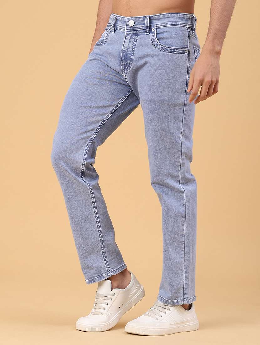 men plain mid rise full length slim fit jeans - 22226726 -  Standard Image - 3