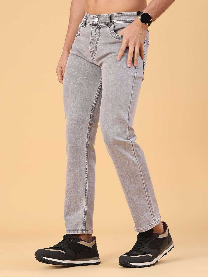 men plain mid rise full length slim fit jeans - 22226728 -  Standard Image - 3