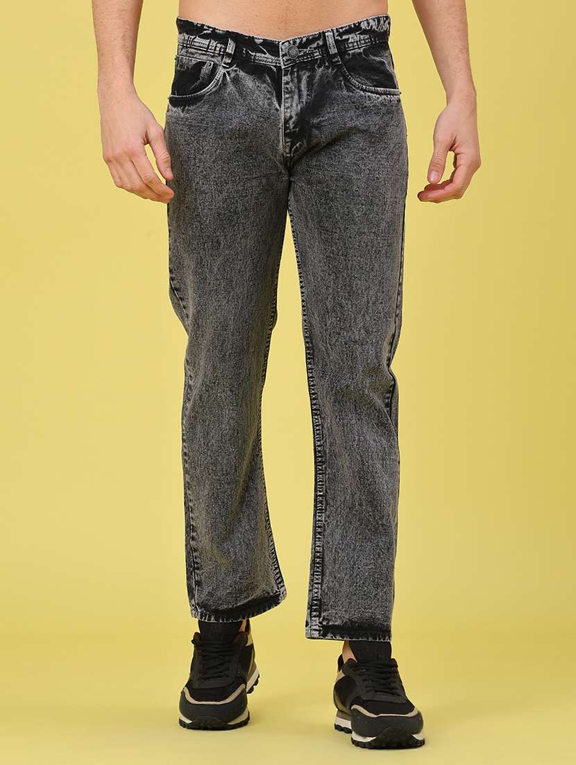 men plain mid rise ankle length jeans