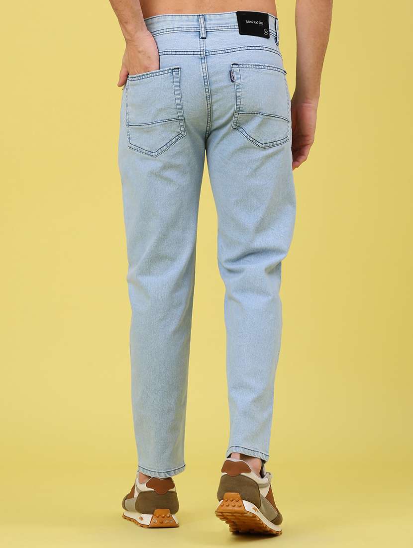 men plain mid rise full length jeans - 22226768 -  Standard Image - 3