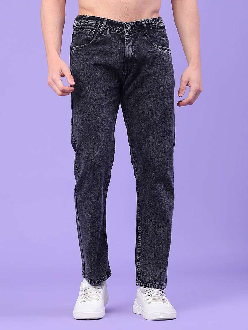 men solid mid rise jeans