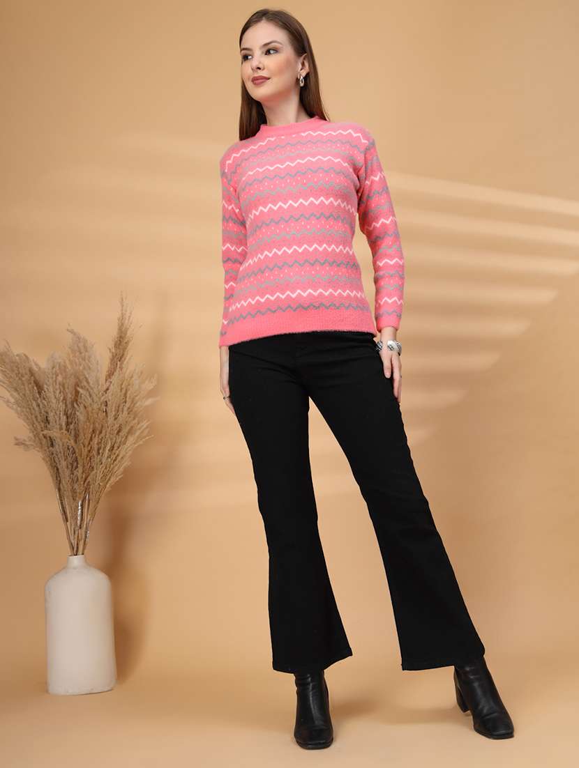 women chevron long sleeve pullover - 22226835 -  Standard Image - 5