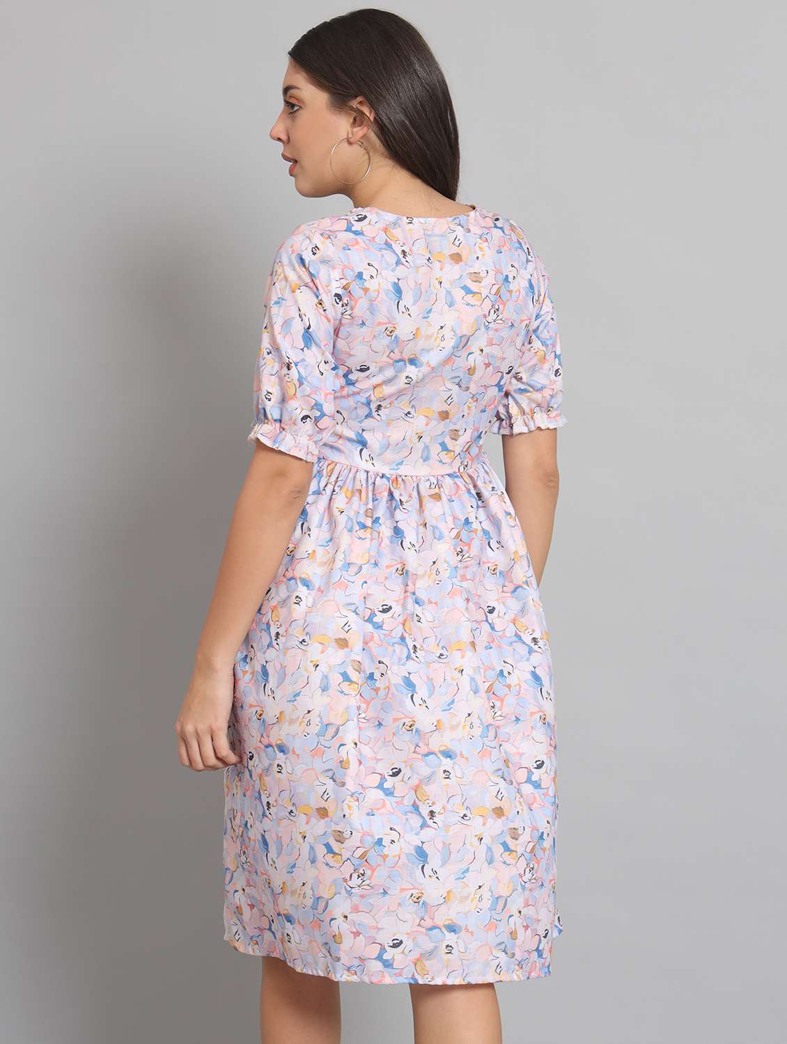 women pringted short sleeve fit & flare dress - 22226863 -  Standard Image - 3