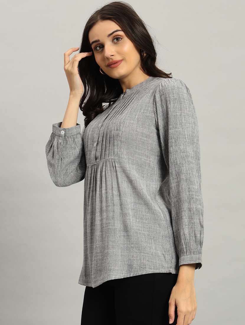women solid long sleeve a-line top - 22226866 -  Standard Image - 3