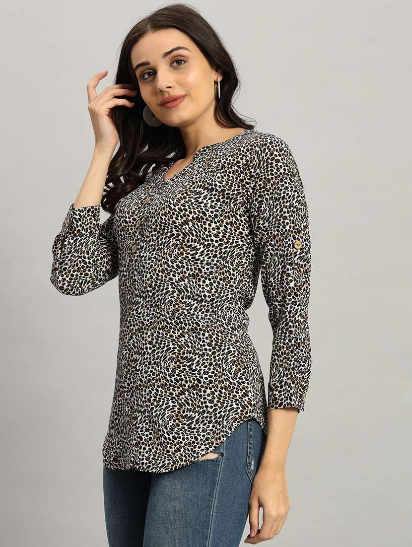women animal print long sleeve a-line top - 22226872 -  Standard Image - 3