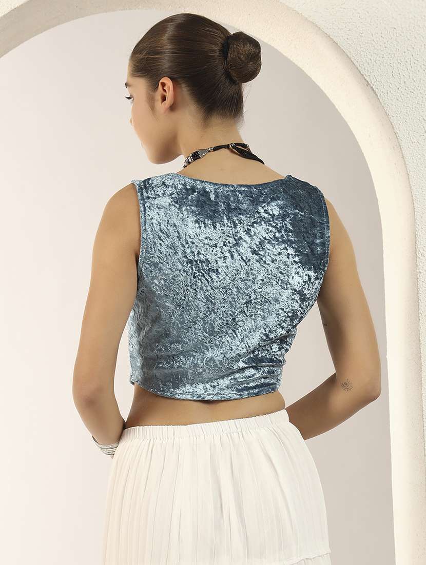 women solid sleeveless stitched blouse - 22226878 -  Standard Image - 3