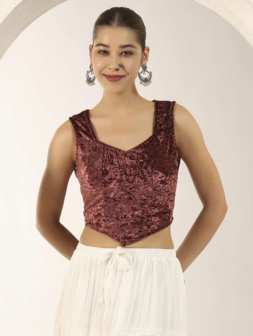 women solid sleeveless stitched blouse
