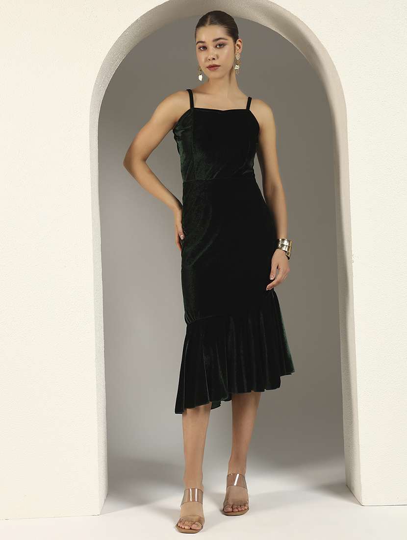 women solid shoulder strap tiered dress - 22226880 -  Zoom Image - 0