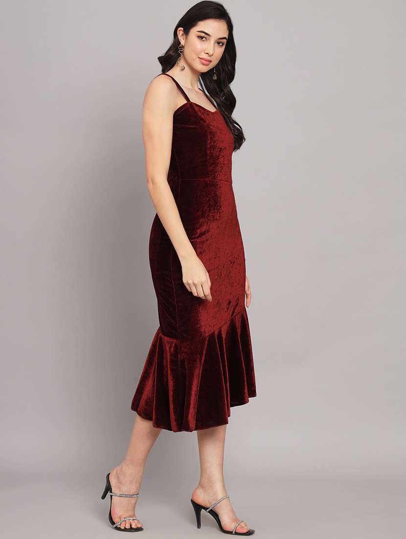 women solid shoulder strap tiered dress - 22226886 -  Standard Image - 3