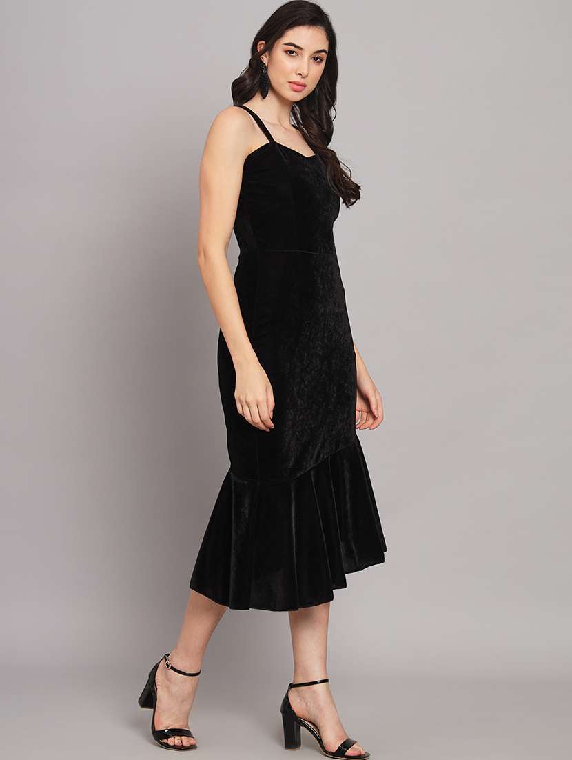 women solid shoulder strap tiered dress - 22226887 -  Standard Image - 3