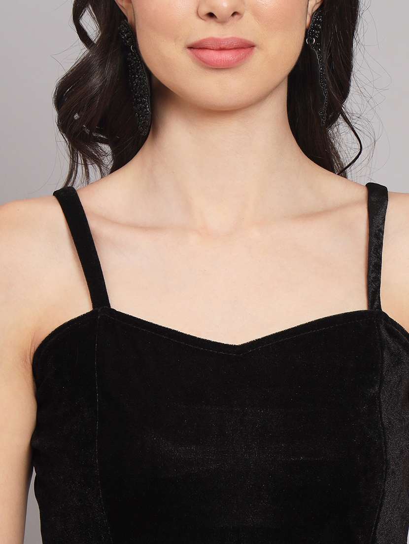 women solid shoulder strap tiered dress - 22226887 -  Standard Image - 5