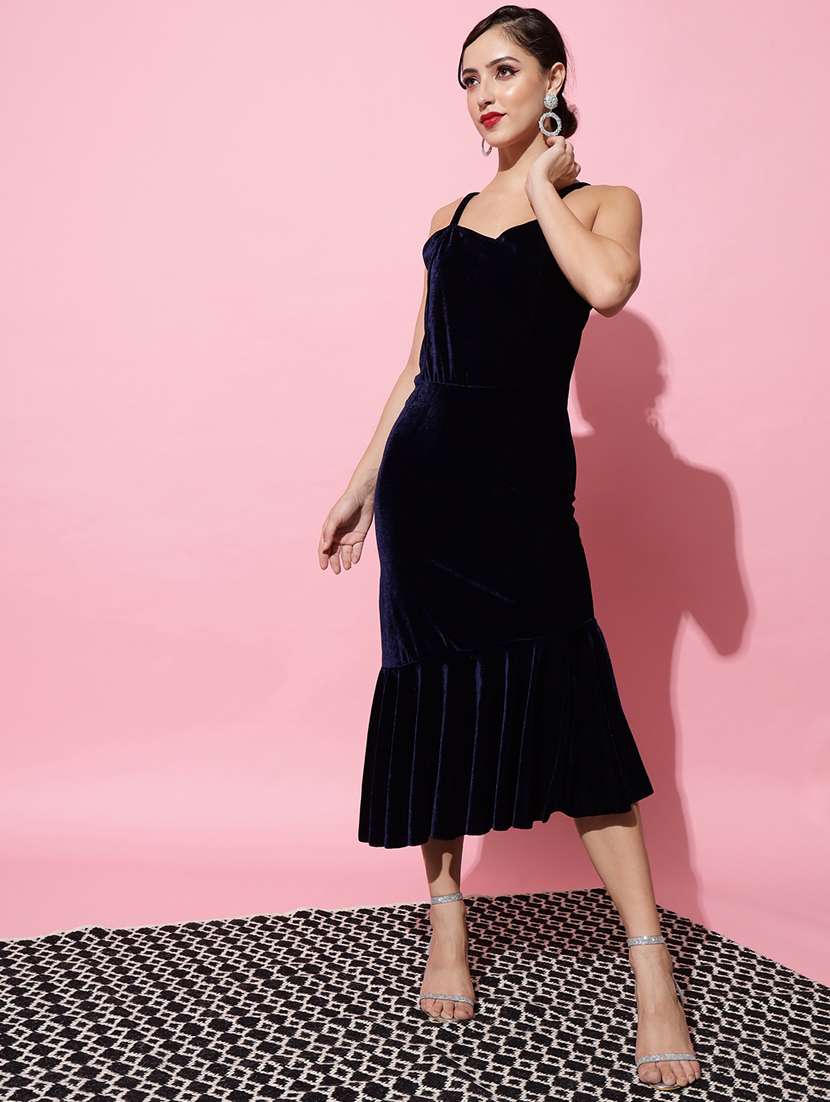 women solid shoulder strap tiered dress - 22226888 -  Standard Image - 3