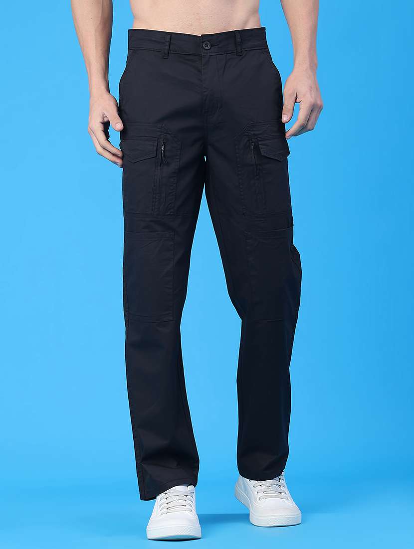 men solid mid rise cargo