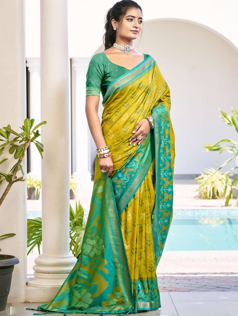 women self design pochampalli saree with blouse