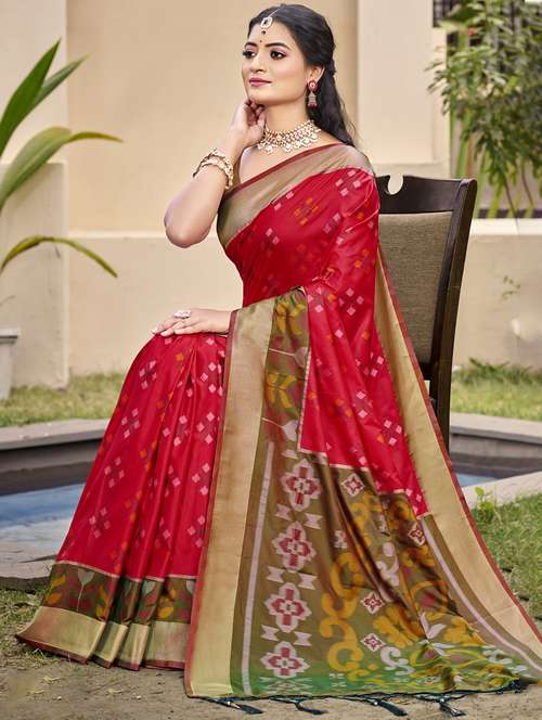 women self design pochampalli saree with blouse - 22226972 -  Standard Image - 0