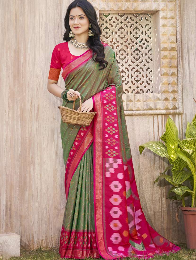 women self design pochampalli saree with blouse