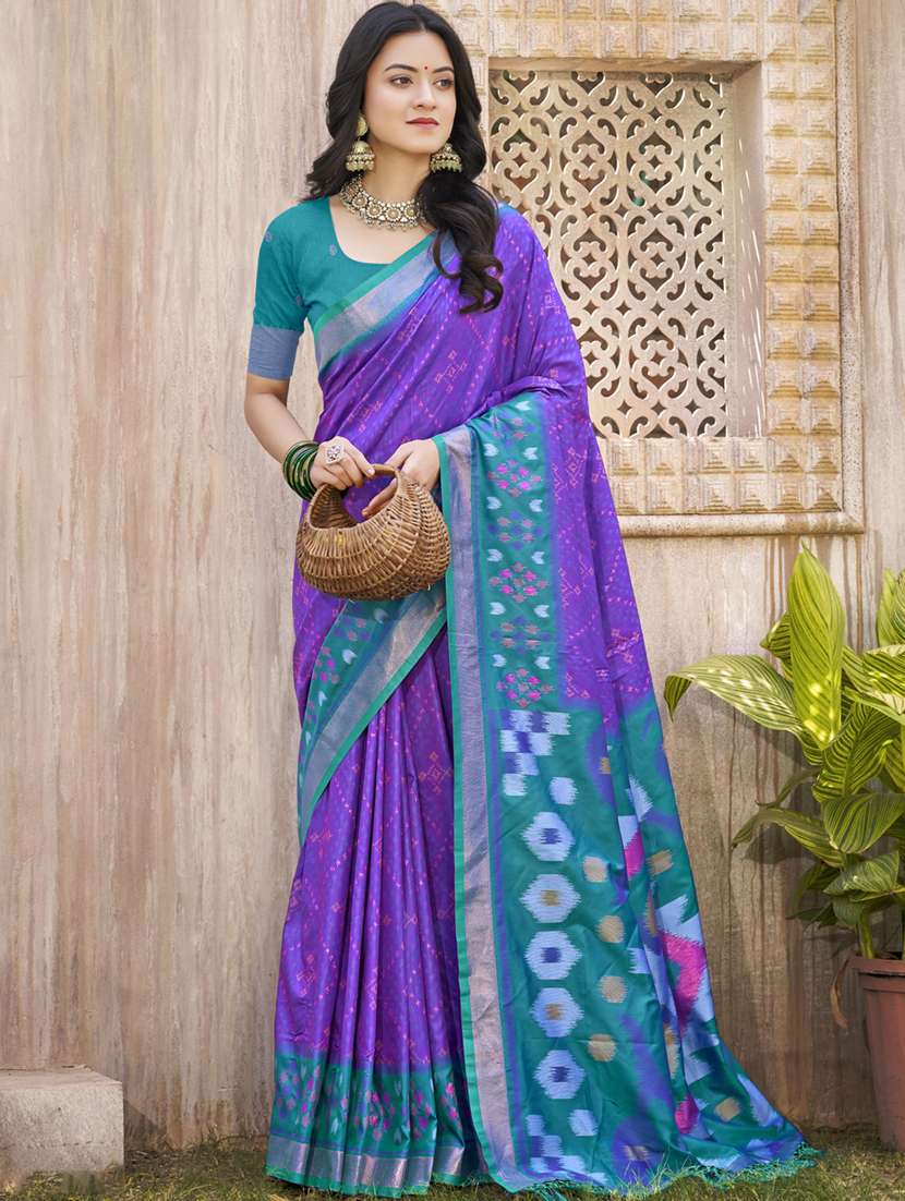 women self design pochampalli saree with blouse